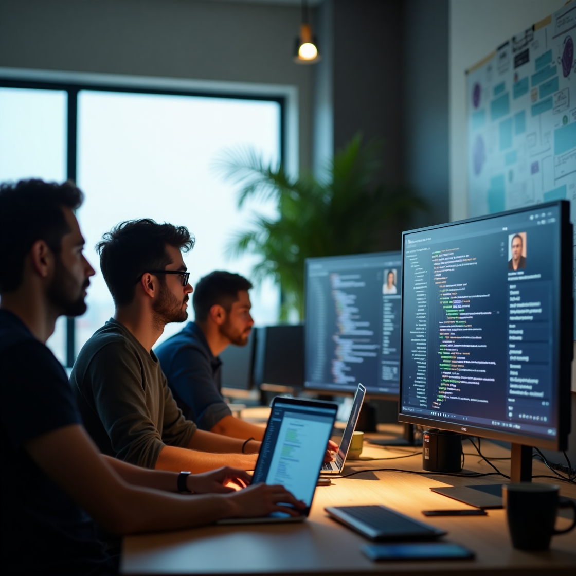 Two guys working on their computers