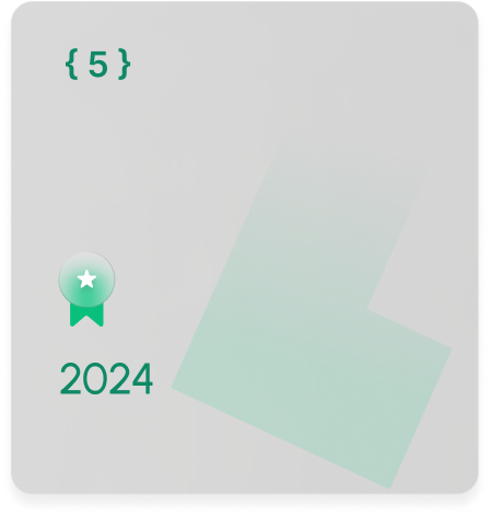 Milestone 2024 card with a medal. The colours are gray and green