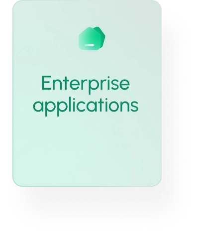 Enterprise applications card with light green background and green letters