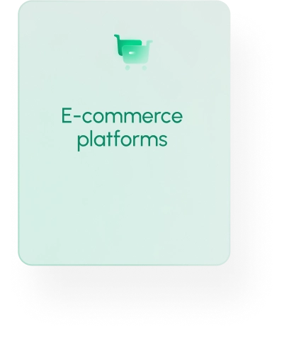 Ecommerce platform service card with a green icon