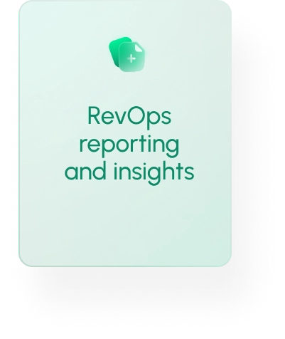 RevOps reporting insights card with an icon and light green background