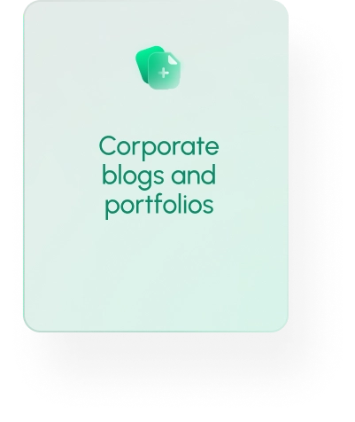 Corporate blogs and portfolios card with a green icon