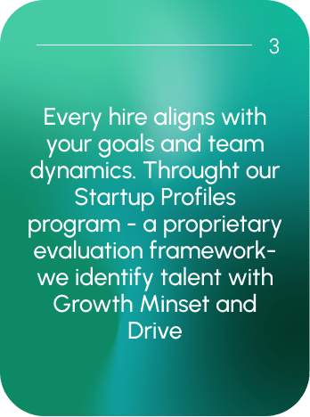 a card with a green background that tell our visitors about our hiring process with white letters