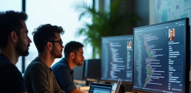 Two guys working on their computers